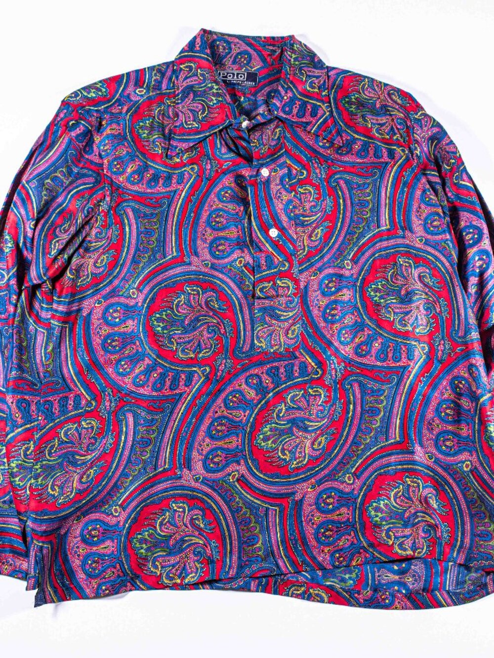 VTG 70s Polo Ralph Lauren Paisley Popover Shirt Large Pullover Disco Rare
